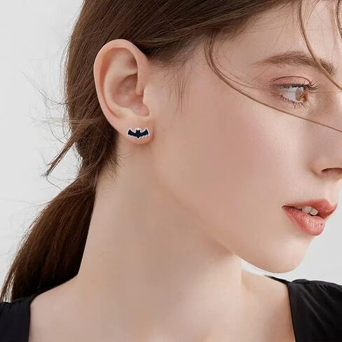 Black Bat Earrings 925 Sterling Silver Halloween Bat Stud Earrings Gothic Earrings Halloween Party Jewelry Gifts for Women Girls in Saudi Arabia