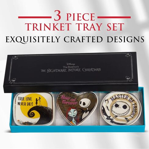 Disney Tim Burton's Nightmare Before Christmas Trinket Tray Set, Ceramic - 3 Piece Mini Jewelry Dish Gift Set in Saudi Arabia
