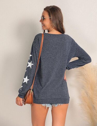 Blooming Jelly Womens Knit Pullover Sweaters Crewneck Long Sleeve Star Print Lightweight Cute Top in Kuwait