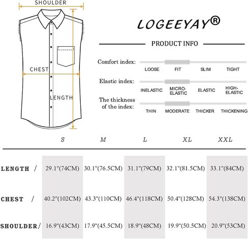 LOGEEYAR Men's Sleeveless Shirt Plaid Flannel Shirt, Button Down Casual Shirts Vest Shirt in Kuwait