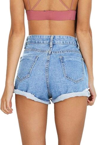 Women's Juniors Vintage Denim High Waisted Jeans Shorts in Kuwait