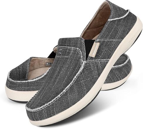 حذاء سهل الارتداء للرجال، حذاء بدون كعب من القماش لالتهاب اللفافة الأخمصية مع دعم للقوس، حذاء كاجوال لتقويم العظام غير قابل للانزلاق مع نعل مطاطي in Kuwait