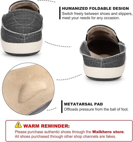 حذاء سهل الارتداء للرجال، حذاء بدون كعب من القماش لالتهاب اللفافة الأخمصية مع دعم للقوس، حذاء كاجوال لتقويم العظام غير قابل للانزلاق مع نعل مطاطي in Kuwait