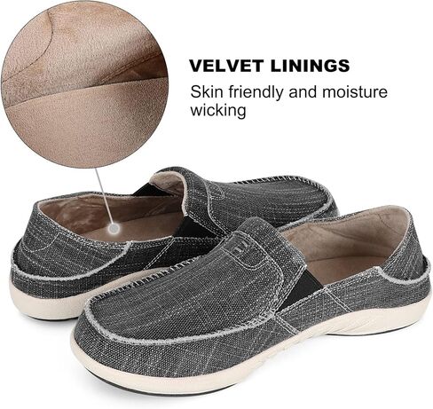 حذاء سهل الارتداء للرجال، حذاء بدون كعب من القماش لالتهاب اللفافة الأخمصية مع دعم للقوس، حذاء كاجوال لتقويم العظام غير قابل للانزلاق مع نعل مطاطي in Kuwait