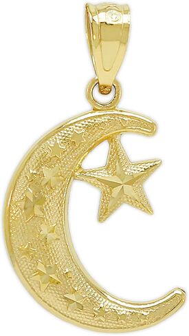 Charm America - Gold Moon and Star Charm - 10 Karat Solid Gold in Saudi Arabia