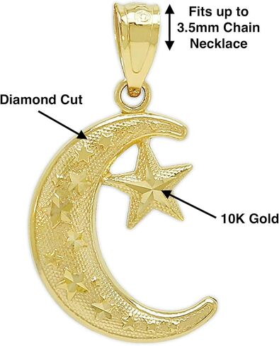 Charm America - Gold Moon and Star Charm - 10 Karat Solid Gold in Saudi Arabia