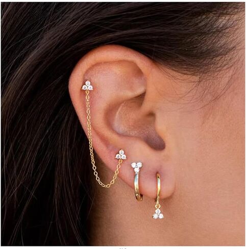 22 قطعة من الأقراط الغضروفية المطلية بالذهب عيار 18 قيراط للنساء والفتيات، متعددة الأنماط، اصنعها بنفسك على طريقتك in Kuwait