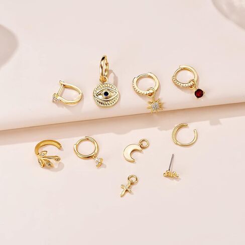 22 قطعة من الأقراط الغضروفية المطلية بالذهب عيار 18 قيراط للنساء والفتيات، متعددة الأنماط، اصنعها بنفسك على طريقتك in Kuwait