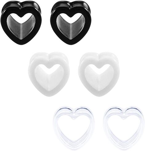 6 أزواج من أدوات قياس أنفاق الأذن من JFORYOU من الأكريليك على شكل قلب وموسعات الأذن وثقب الأذن للنساء والرجال in Kuwait