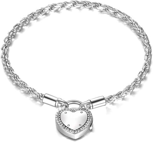 ONEFINITY Urns Bracelet for Human Ashes Lock of Love Heart Clasp Charms Urn Ashes Bracelet 925 Sterling Silver Cremation Keepsake Bracelet Jewelry for Women Girls in Saudi Arabia