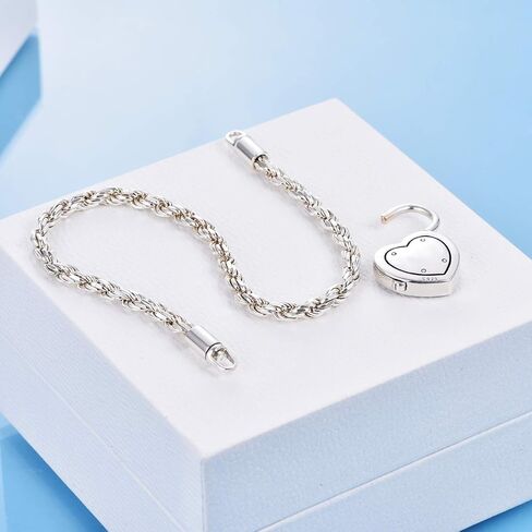 ONEFINITY Urns Bracelet for Human Ashes Lock of Love Heart Clasp Charms Urn Ashes Bracelet 925 Sterling Silver Cremation Keepsake Bracelet Jewelry for Women Girls in Saudi Arabia