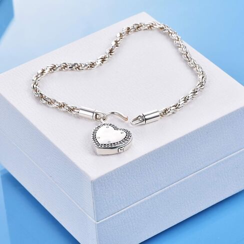 ONEFINITY Urns Bracelet for Human Ashes Lock of Love Heart Clasp Charms Urn Ashes Bracelet 925 Sterling Silver Cremation Keepsake Bracelet Jewelry for Women Girls in Saudi Arabia