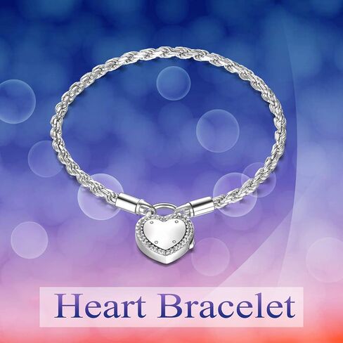 ONEFINITY Urns Bracelet for Human Ashes Lock of Love Heart Clasp Charms Urn Ashes Bracelet 925 Sterling Silver Cremation Keepsake Bracelet Jewelry for Women Girls in Saudi Arabia