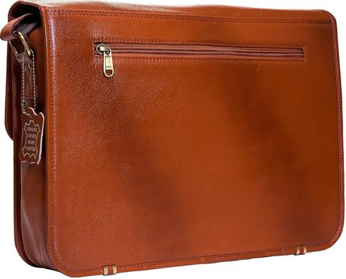 شنطة كروس من الجلد من اوربان ليذر للسفر والمكتب واللابتوب والكلية والجامعة للرجال والنساء، لون بني عتيق، مقاس L 15 انش، بني, بني, Compact size 15x11x4 inch fits all in Kuwait