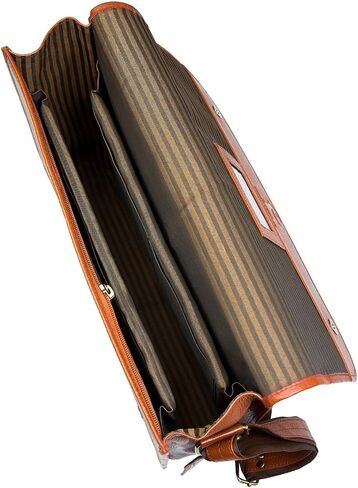 شنطة كروس من الجلد من اوربان ليذر للسفر والمكتب واللابتوب والكلية والجامعة للرجال والنساء، لون بني عتيق، مقاس L 15 انش، بني, بني, Compact size 15x11x4 inch fits all in Kuwait