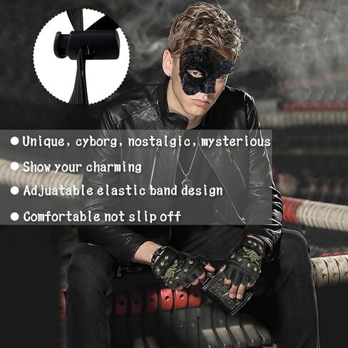 إكسسوارات أزياء IncreDecor Steampunk للرجال - قناع Steampunk وقفازات Punk، مناسبة لحفلات الهالوين التنكرية، Mardi Gras، Cosplay in Kuwait