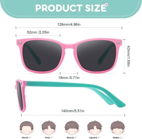 zeoxie Kids Sunglasses Polarized Sunglasses for Girls Boys Flexible Frame UV Protection Glasses Age 3-10 in Saudi Arabia