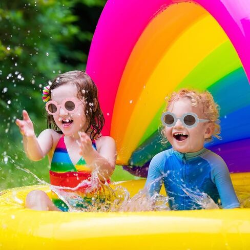 دراجون فلاي دريمز 8 قطع نظارات شمسية دائرية بتصميم زهور للبنات والبنات، نظارات شمسية ملونة للاطفال، نظارات شمسية عصرية للحماية من الاشعة فوق البنفسجية 400، اطار مرن للاطفال الصغار البنات والاولاد in Kuwait