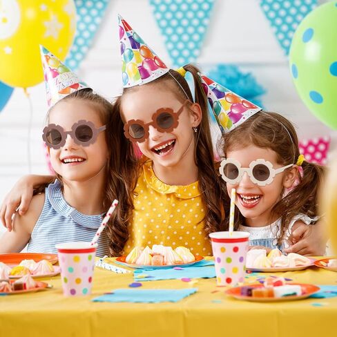 دراجون فلاي دريمز 8 قطع نظارات شمسية دائرية بتصميم زهور للبنات والبنات، نظارات شمسية ملونة للاطفال، نظارات شمسية عصرية للحماية من الاشعة فوق البنفسجية 400، اطار مرن للاطفال الصغار البنات والاولاد in Kuwait