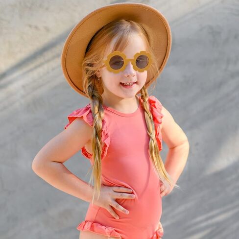 دراجون فلاي دريمز 8 قطع نظارات شمسية دائرية بتصميم زهور للبنات والبنات، نظارات شمسية ملونة للاطفال، نظارات شمسية عصرية للحماية من الاشعة فوق البنفسجية 400، اطار مرن للاطفال الصغار البنات والاولاد in Kuwait