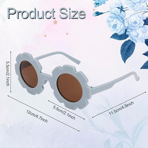 دراجون فلاي دريمز 8 قطع نظارات شمسية دائرية بتصميم زهور للبنات والبنات، نظارات شمسية ملونة للاطفال، نظارات شمسية عصرية للحماية من الاشعة فوق البنفسجية 400، اطار مرن للاطفال الصغار البنات والاولاد in Kuwait