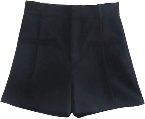 شورت نسائي عالي الخصر شورت واسع الساق مصمم بسحاب متين للعمل مكتب مع جيب in Kuwait