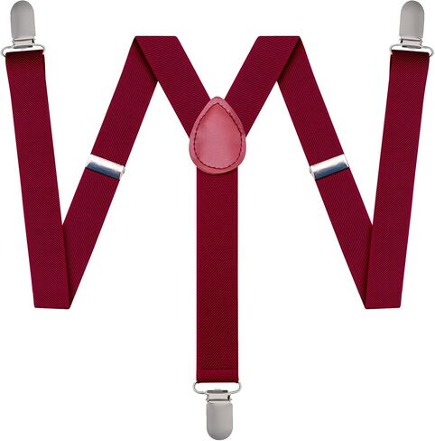 حمالات بورغندي للرجال - مقاس قابل للتعديل مرن بعرض 1 انش على شكل حرف Y للنساء والرجال، مشابك شديدة التحمل, عنابي in Kuwait