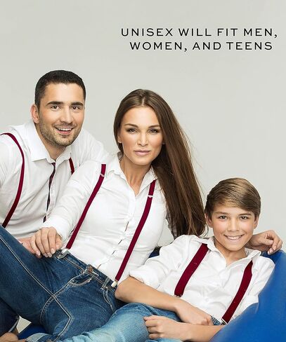 حمالات بورغندي للرجال - مقاس قابل للتعديل مرن بعرض 1 انش على شكل حرف Y للنساء والرجال، مشابك شديدة التحمل, عنابي in Kuwait