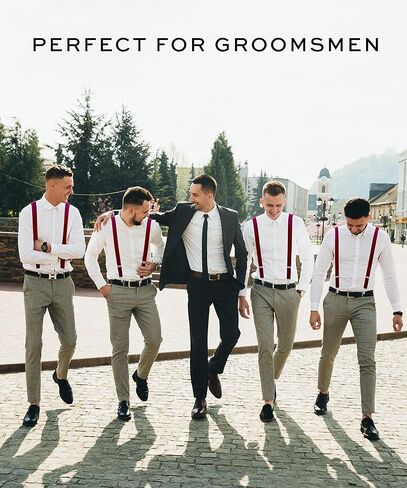 حمالات بورغندي للرجال - مقاس قابل للتعديل مرن بعرض 1 انش على شكل حرف Y للنساء والرجال، مشابك شديدة التحمل, عنابي in Kuwait