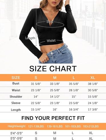 تي شيرت نسائي من FENSACE برقبة على شكل حرف V وأكمام طويلة مكشكشة وفريدة من نوعها ومثير وجذاب in Kuwait