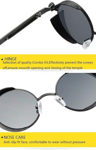نظارات شمسية بإطار دائري معدني من Dollger Vintage Steampunk Retro in Kuwait