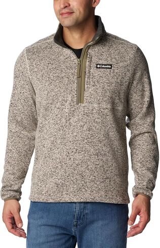 Columbia Men's Sweater Weather Half Zip, Dark Stone Heather/Stone Green, X-Large in Saudi Arabia
