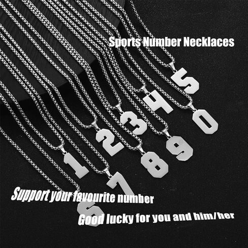SKQIR Number Necklace for Men Black Baseball Jersey Number Pendant for Boys Athletes Number Chain Pandent for Boys Sport Stainless Steel necklace in Kuwait