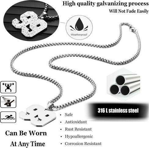 SKQIR Number Necklace for Men Black Baseball Jersey Number Pendant for Boys Athletes Number Chain Pandent for Boys Sport Stainless Steel necklace in Kuwait