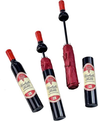 مظلة Giftcraft المدمجة في علبة زجاجة النبيذ، هدية إكسسوار عصرية مبتكرة، مظلة نسائية فريدة من نوعها، مقاومة للماء، خفيفة الوزن، مظلة بحجم السفر للمطر in Kuwait