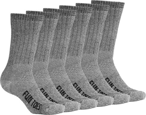 FUN TOES Men's Hiking Crew Merino Wool Socks 6 Pairs Lightweight, Reinforced Size 8-12 in Kuwait