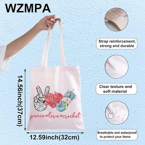 WZMPA الكروشيه عاشق حقيبة مستحضرات التجميل هدايا الكروشيه السلام الحب الكروشيه ماكياج سستة الحقيبة حقيبة للنساء الفتيات (حمل الكروشيه السلام) in Kuwait