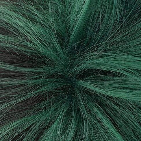 ANOGOL قبعة الشعر + شعر مستعار أخضر داكن قصير لزي أنيمي قصير للرجال شعر مستعار تأثيري الباروكات الملونة Pelucas De Colores لحفلة الهالوين in Kuwait