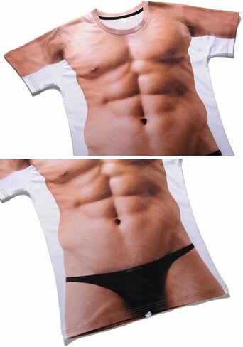 تي شيرت Thuizen الرجالي ثلاثي الأبعاد ذو العضلات العارية المضحكة in Kuwait