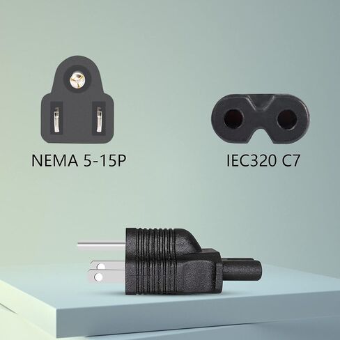 GINTOOYUN 2Pack NEMA 5-15P to IEC320 C7 Adapter, 3 Prong AC Laptop Power IEC 60320 C7 Converter, for Notebook Power Adapter Wireless Conversion,etc 15A 125V in Saudi Arabia