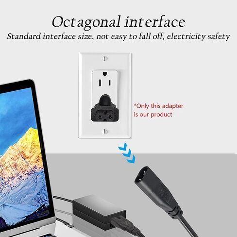 GINTOOYUN 2Pack NEMA 5-15P to IEC320 C7 Adapter, 3 Prong AC Laptop Power IEC 60320 C7 Converter, for Notebook Power Adapter Wireless Conversion,etc 15A 125V in Saudi Arabia