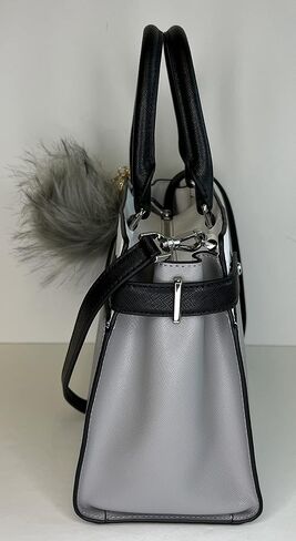 Kate Spade MD Satchel bundled with Bifold Wallet & Fur Pom (Nimbus Grey Colorblock) in Saudi Arabia