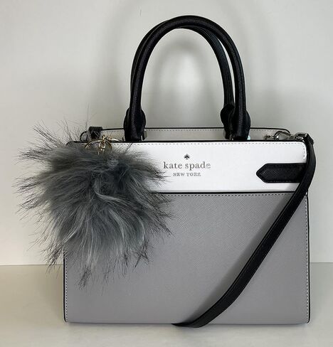 Kate Spade MD Satchel bundled with Bifold Wallet & Fur Pom (Nimbus Grey Colorblock) in Saudi Arabia