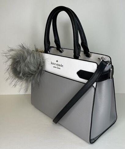 Kate Spade MD Satchel bundled with Bifold Wallet & Fur Pom (Nimbus Grey Colorblock) in Saudi Arabia