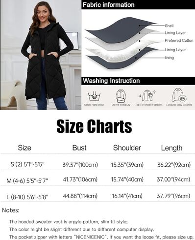 سترة منتفخة طويلة بغطاء للرأس للنساء من Gihuo سترات شتوية بدون أكمام بسحاب معطف دافئ ملابس خارجية مع جيوب in Kuwait