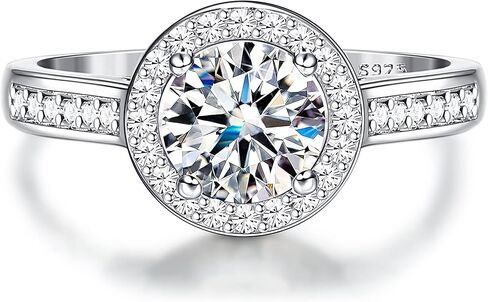 خاتم خطوبة مويسانيتي 1.65 قيراط قطع دائري رائع D اللون VVS1 مختبر وضوح خلق خواتم الخلود الماسية 18 قيراط مطلية بالذهب الأبيض لا تسبب الحساسية خواتم زفاف مويسانيتي من الفضة الاسترليني للنساء in Kuwait