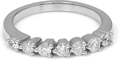 ألماس صديق 1/2 قيراط | ذهب أبيض أو وردي عيار 14 قيراط، وفضة إسترلينية عيار 925 | مختبر معتمد نما 7 أحجار نصف خاتم الماس الأبدي | قطع الماس المستديرة الرائعة in Kuwait