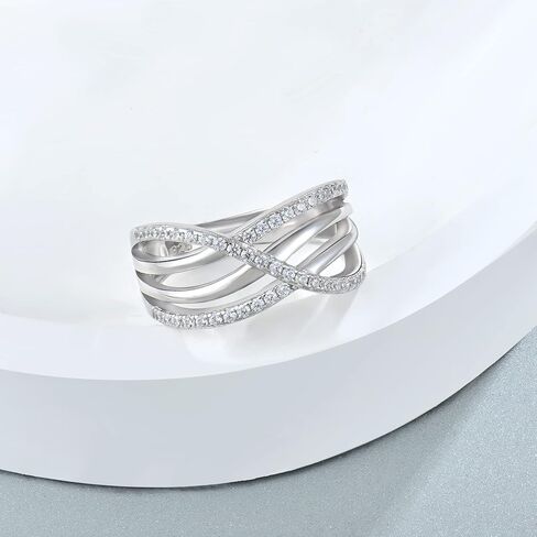 Starchenie Rings for Women,Infinity Statement Rings for Women 925 Sterling Silver Anniversary Ring Eternity Twisted Engagement Jewelry in Kuwait