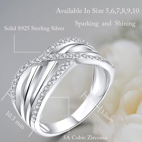 Starchenie Rings for Women,Infinity Statement Rings for Women 925 Sterling Silver Anniversary Ring Eternity Twisted Engagement Jewelry in Kuwait
