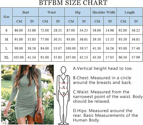 فساتين BTFBM للسيدات أنيقة مكشكشة وأكمام طويلة ملفوفة من الأمام بلون سادة كاجوال أساسية in Kuwait